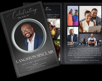 His Steadfast Heart Funeral Programs for Dad, Grandpa, Brother & Husband | Editable Canva (Instant Download)