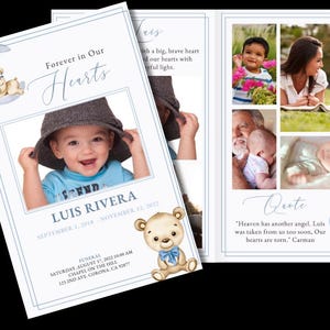 My Little Prince Blue Funeral Program Template for Baby or Child | Editable Canva (Instant Download)
