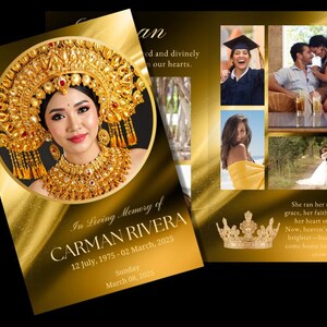 Her Golden Reward Funeral Program Template for Mom, Grandma, Sister, or Wife | Editable Canva (Instant Download)