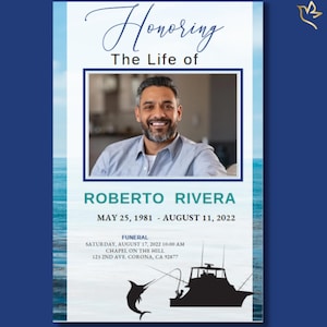 Begrafenisprogramma diepzeevissen | Bewerkbare canvas-herdenkingssjabloon