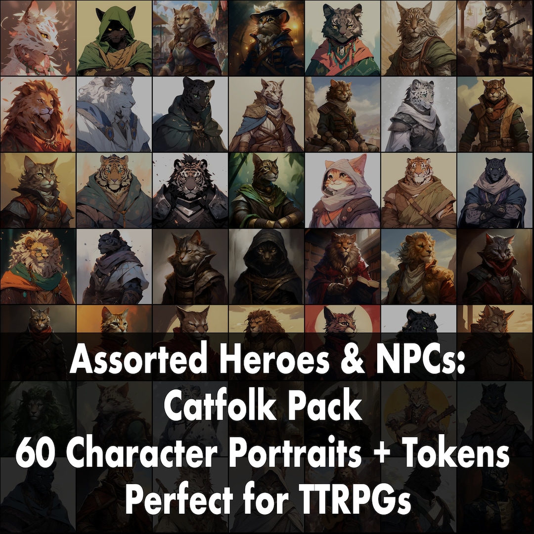 Catfolk Ranger Catfolk Character Art: 60 TTRPG Hero/npc Illustrations & Tokens ...