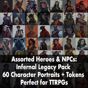 Infernal Legacy: 60 TTRPG Hero & NPC Portraits + Tokens (Digital Download)