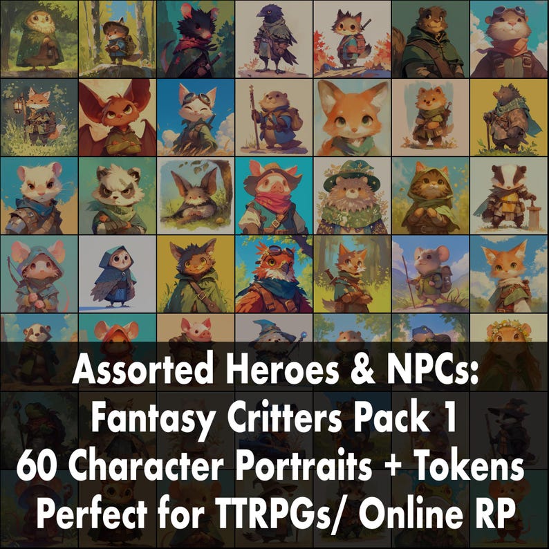 Fantasy Woodland Critters: 60 TTRPG Hero & NPC Tokens (digital Download ...