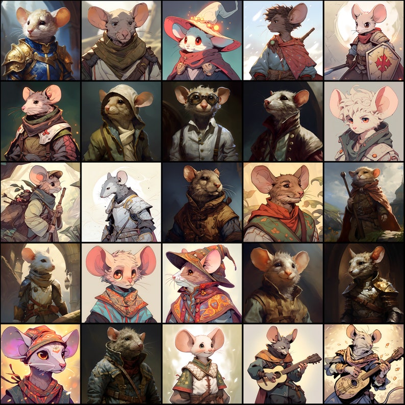 Arte de personajes de Mousefolk: 60 fichas de héroe y PNJ de TTRPG ...