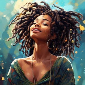 Beautiful Black Woman Surrealism -African American Locs -Cricut Afro Image SVG