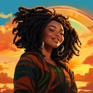 Beautiful Black Woman Surrealism -African American Locs -Cricut Afro Image SVG