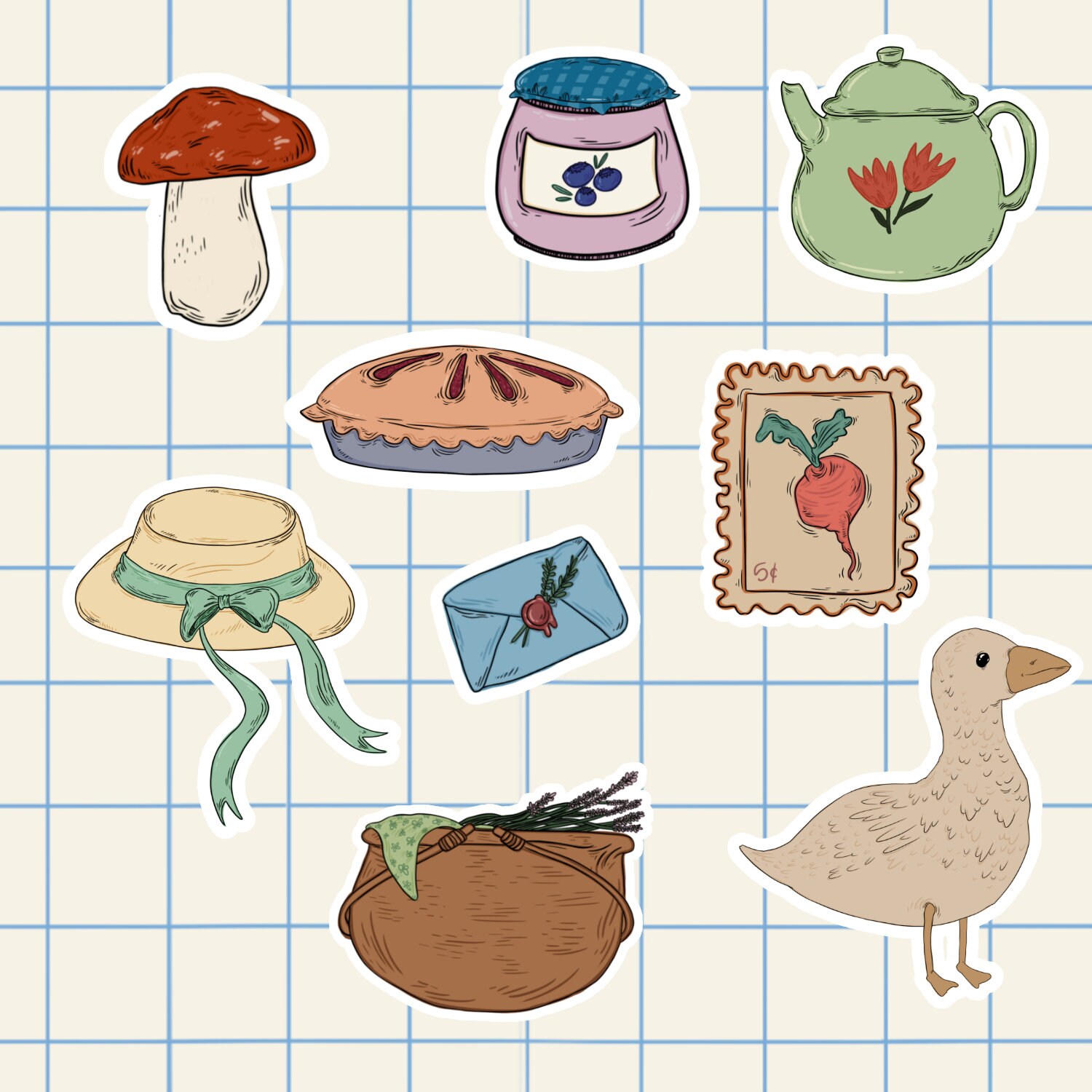 Cottagecore Sticker Sheet | Cute Journal Planner Stickers - Etsy