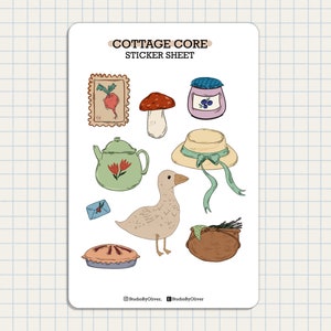 CottageCore Sticker Sheet | Cozy Cute Aesthetic Stickers for Bullet Journals, Planners, and Scrapbooking