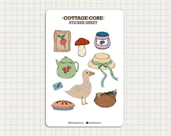 Sticker Sheet - Bear and Breakfast Cottagecore Sheet for Journals and ...