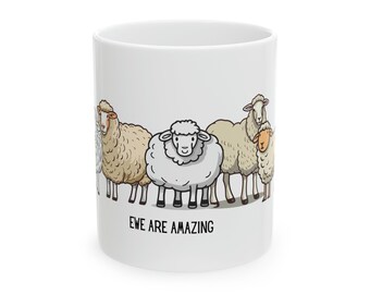 Sheep Mug, Barnyard mugs, Funny Mugs, Farm Themed Mugs, Ceramic Mug 11oz