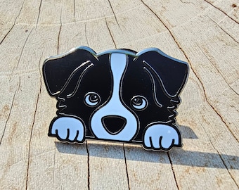 Border Collie Pin - Enamel Pin, Lapel Pin, Dog Pin, Hard Enamel Pin, Black and White Border Collie