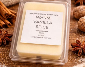 Warm Vanilla Spice Wax Melts | Cozy Vanilla & Spice Scent | 100% Soy Wax Melts | Hand-Poured Home Fragrance