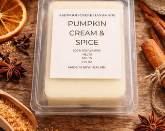 Kürbissahne & Gewürzwachs Melts | Gemütlicher Herbstduft | 100% Sojawachs schmilzt | Herbstduft | Handgegossen in Minnesota
