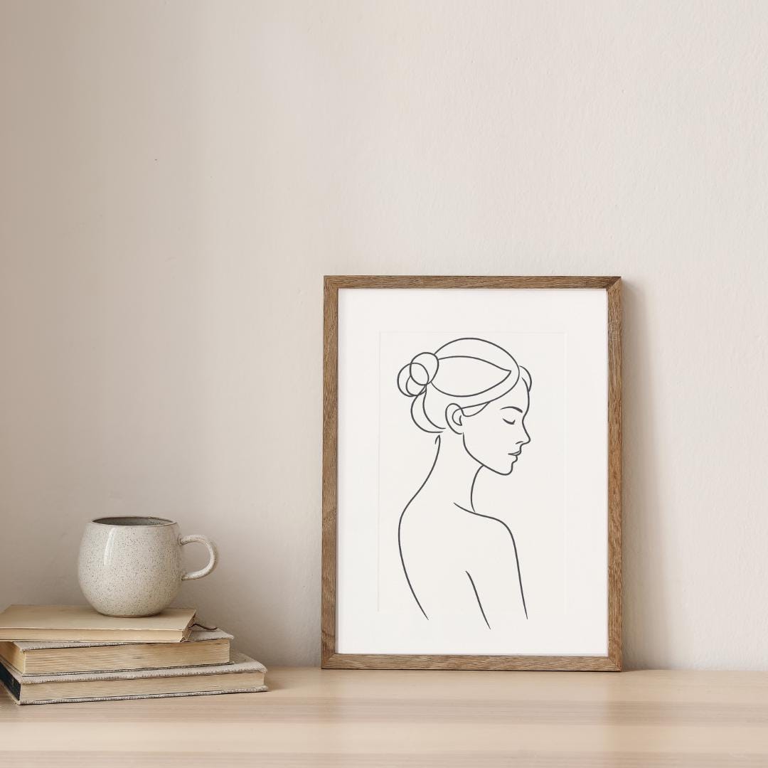 Minimalist Line Art Woman Printable | Modern Female Wall Art | Digital ...