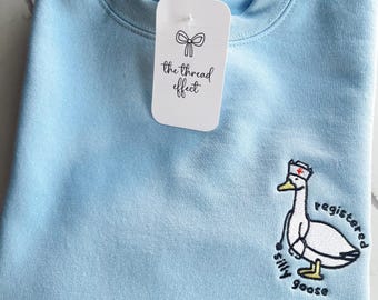 Embroidered Silly Goose Sweatshirt, Silly Goose Nurse Sweatshirt, Registered Silly Goose Sweatshirt, Nurse Gift, Nursing Grad Gift