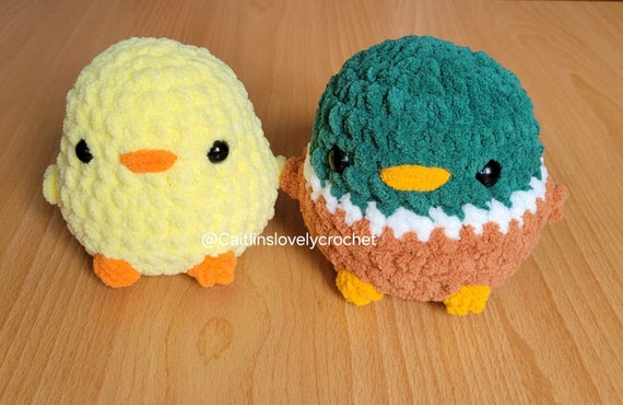 Chonky Duck and Chick Crochet Plushie | Crochet Mallard, Finished Crochet Gift, Animal Plushie, For Kids or Adults, Ready to Ship, Duck Toy