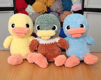 Duck Crochet Plushie | Crochet Mallard, Finished Crochet Gift, Animal Plushie, For Kids or Adults, Ready to Ship, Duck Toy, Soft and Cuddly