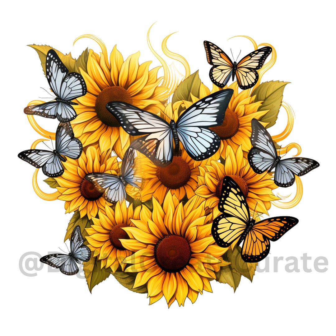 Butterfly PNG Sunflower PNG Butterfly Svg Sunflower Svg Butterfly