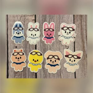 Stray Kids Pilot SKZOO Stickers |Waterproof Stickers| (Wolf Chan, Lee Bit, Dwaekki, Jiniret, Han Quokka, BbokAri, PuppyM, FoxI.Ny)
