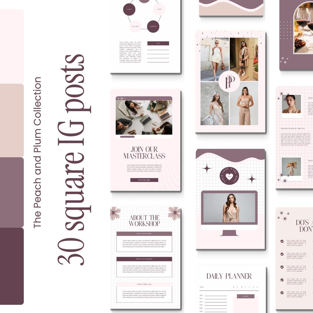 Instagram Square Templates Canva | Peach & Plum Social Media Post ...
