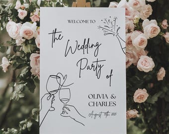 Editable Champagne Wedding Welcome Sign  | Welcome to Our Wedding Sign | Wedding Sign Template