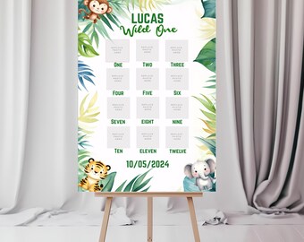 One Year Photo Board Wild One Jungle Theme | First Birthday | Jungle Baby Board
