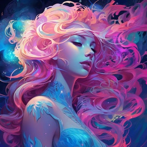 Tantric Moon Goddess Tapestry: Blacklight Reactive Psychedelic Art