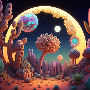 Cactus UV Tapestry: Psychedelic Neon Blacklight Wall Hanging