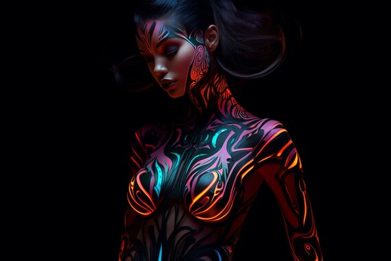 Tantra Goddess Blacklight Tapestry: UV Reactive Sensual Art
