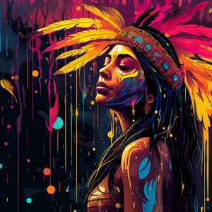 Dancing Shaman Goddess UV Tapestry: Blacklight Reactive Tantra Art