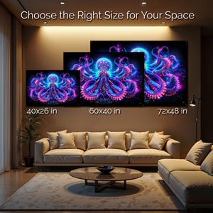 Psychedelic Octopus Blacklight Tapestry: UV Reactive Glowing Wall Art, Trippy Room Decor image 3