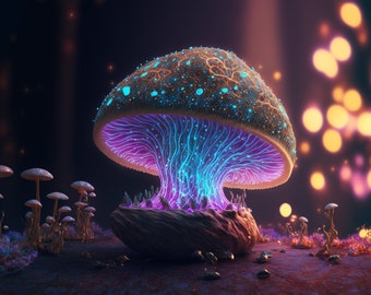 Magic Mushroom UV Tapestry: Psychedelic Blacklight Wall Art