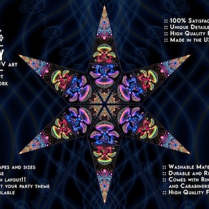 Blacklight Canopy Rave Party, Versatile UV Blacklight Ceiling Deco, High Quality Festival Decor, Super Detailed Art, 12 or 6 petals layout