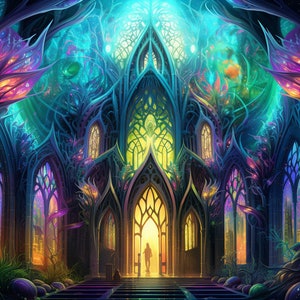 Magic Mushroom Land Tapestry: Blacklight Reactive Psychedelic UV Art