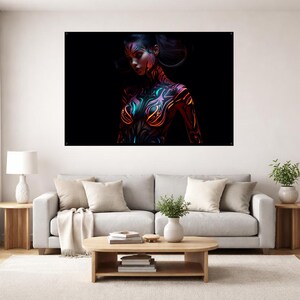 Tantric Goddess UV Tapestry: Blacklight Reactive UV Sensual Art, Bedroom Decor image 6