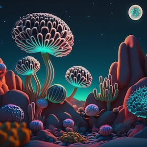 Cactus UV Tapestry: Psychedelic Blacklight Rave Art