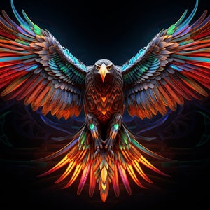 Flying Eagle UV Tapestry: Psychedelic Blacklight Rave Art
