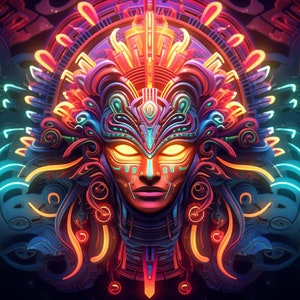 Neo Shaman UV Tapestry: Psychedelic Blacklight Rave Art