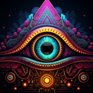 Third Eye UV Tapestry: Psychedelic Blacklight Reactive Wall Art