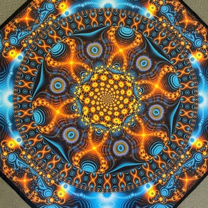 Cacti DNA UV Tapestry: Blacklight Reactive Psychedelic Mandala