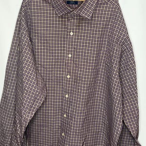 Polo Ralph Lauren Blue Label Regent Classic Fit Shirt XXL Purple Plaid Made in Hong Kong