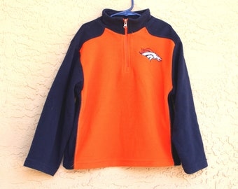 Authentic Denver Broncos NFL Half- Zip Pullover Jacket-size KIDS 7-football game-fans-stadium-EXCELLENT condition