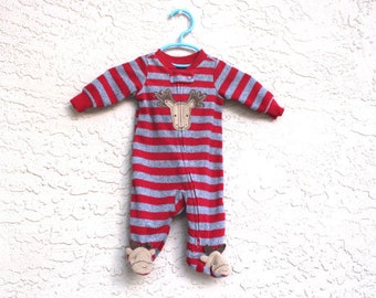 Moose Footed Romper made by Carters Child of Mine size newborn-EXCELLENT CONDITION-Infant footies romper outfit-Yellowstone National Park