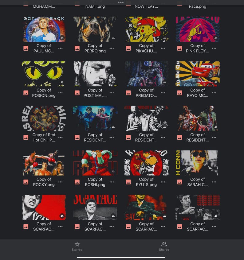 May include: A collage of images featuring various characters and designs. The images are arranged in a grid format and include characters from popular culture, such as Pikachu,  and  characters from anime and video games, such as  Roshi and Ryu. The images are all in a dark background with a red and white color scheme.
