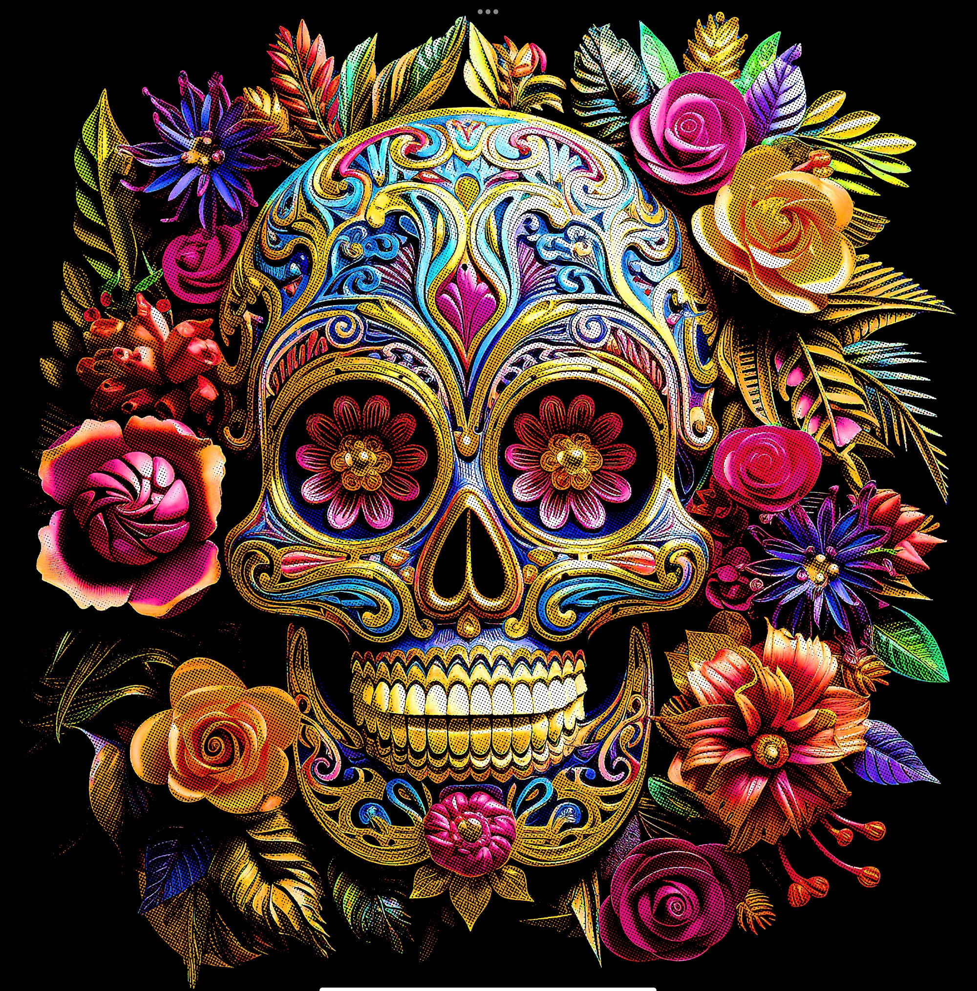 140+ Skull Png Halftone Bundle DTF & DTG Ready Sugar Skull Designs