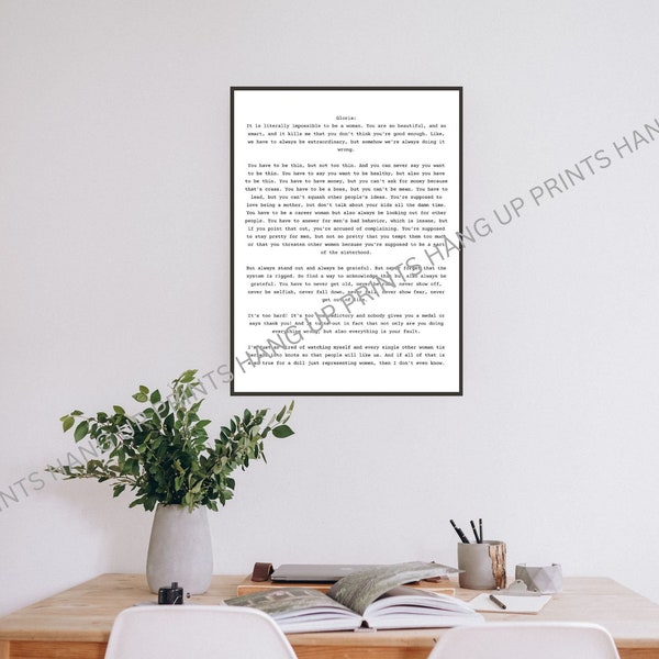 Barbie Movie Screenplay Wall Art | Gloria & Barbie | Movie Quote Print | Minimalist Wall Print | Wall Art | Digital Print