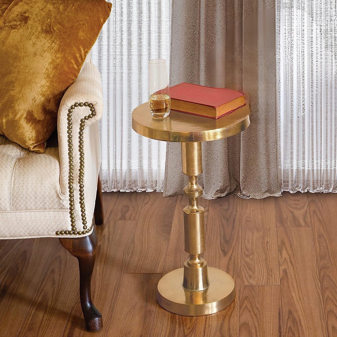Elegant Small Round Gold Side Table Versatile Accent End Etsy