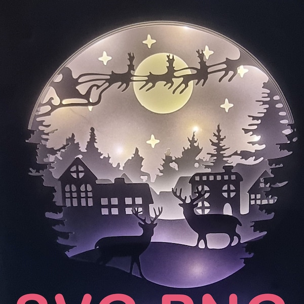 3D Shadowbox Lightbox Shadow Box Winter Christmas SVG Digital Cutting Pattern Plotter Laser Cricut, Brother, Silhouette, digital file