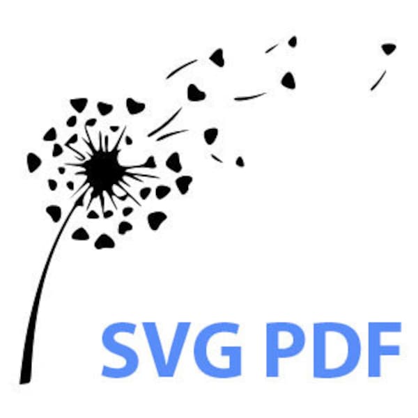 SVG PDF Digital Cutting Pattern Dandelion Hearts Plotter and Laser Criciut, Brother sdx, Silhouette, digitalfile.