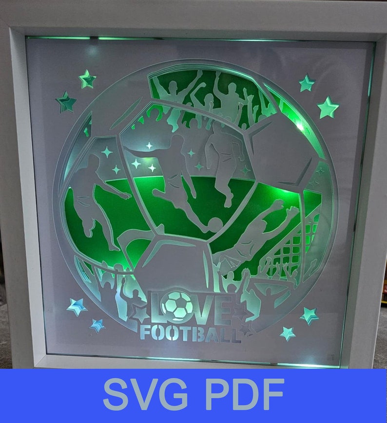 SVG PDF Digital Cutting Pattern Shadowbox Lightbox Football Etsy